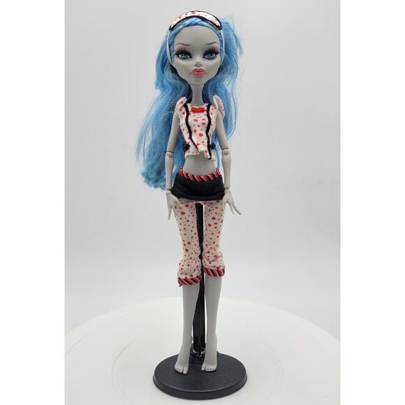 Monster High Doll Ghoulia Yelps 10.5" Tall Blue Red Dead Tired Accessories - Picture 1 of 12